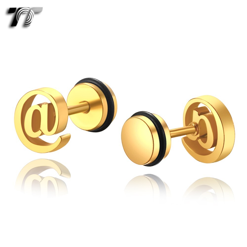 TT Surgical Steel Round Fake Ear Plug Earrings 4 Colours 6-12mm Pair (BE281) NEW