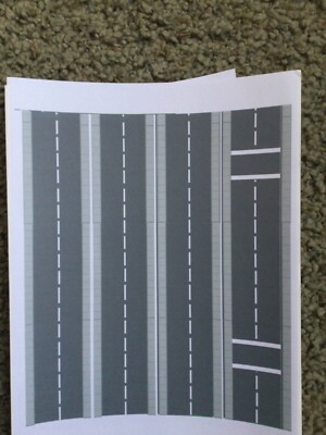 1/144 N scale 11'' x self adhesive asphalt road sections. Narrow Road. 6 sections
