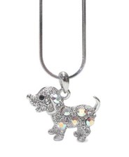 Pet Lovers Aurore Boreale Crystal Puppy Dog Pendant Necklace for Women