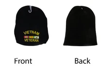 8" Vietnam Vet Veteran Black Snow Cap Beanie Skull Cap (RAM)