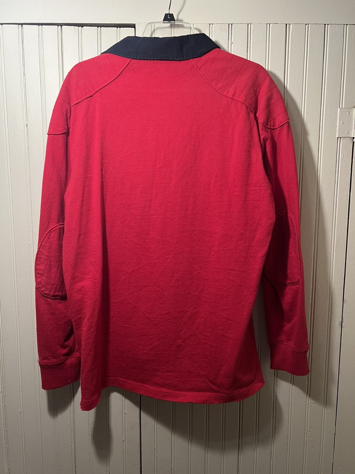 POLO RALPH LAUREN Custom Fit Polo Rugby Large L Red Blue Rare Vintage Original image 4