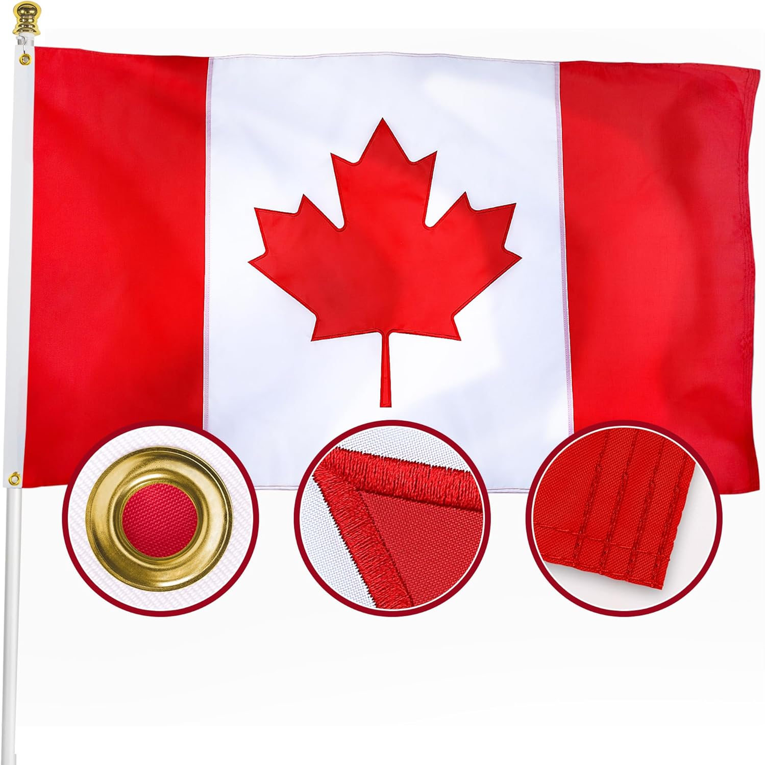 Premium 3x5 Double-Sided Heavy Duty Embroidered Canada Flag for Outdoor Use