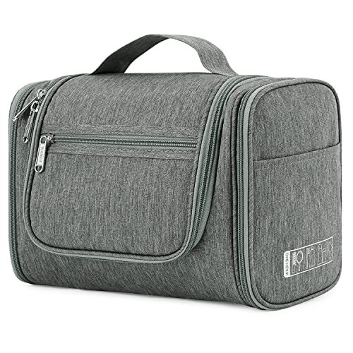 Spacious Gray Waterproof Hanging Toiletry Bag for Travel