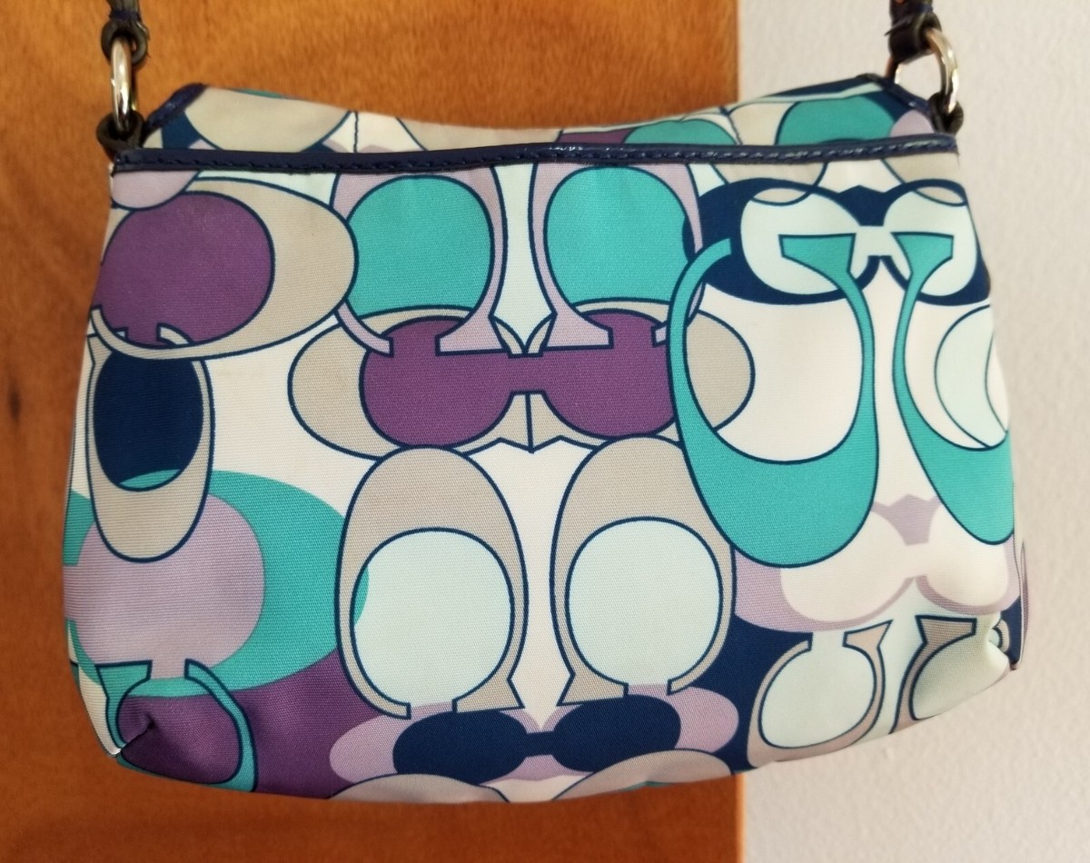 Coach Multicolor Kyra Soho Scarf Print Backpack Travel Blue Purple Grey White Vtg. Small Coach Kyra Scarf Print Flap | Mercari main image 3
