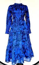 J Marie Stevie LS Smocked Dress Size S Retails 180 NWT Blue