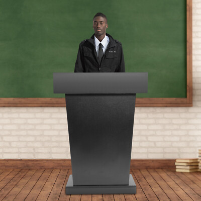 Black Floor Standing Lectern Presentation Podium Stand 27.5*37.5*11.75in