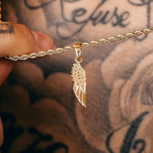 Gold angel hotsell necklace mens