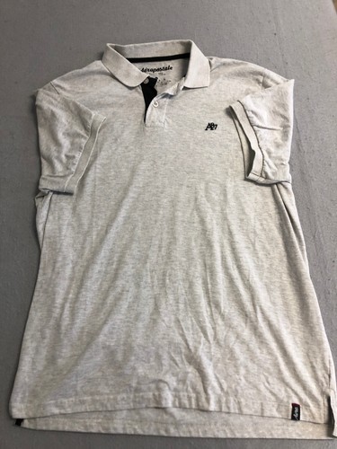 Aeropostale Men's Large Shirt Light Gray Short Sleeve Collared Polo - Picture 2 of 4