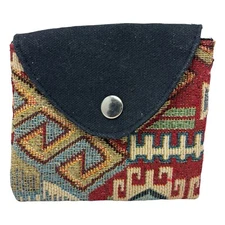Canyon Sky Multicolored Coin Purse Black Flap Silver Snap Geometric Western