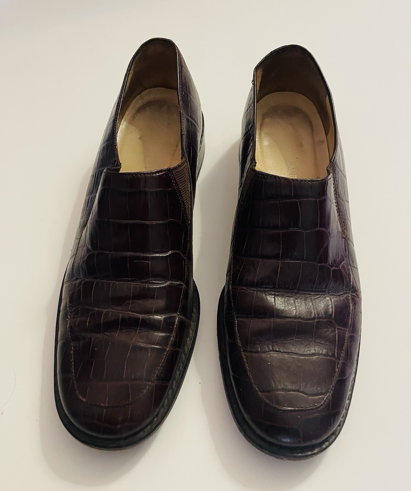 Ralph Lauren Women Brown Crocodile Spain Loafers Size 7.5B