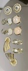 5 Pairs Glass Acrylic Faux Pearl Rhinestone Clip On Goldtone Earrings