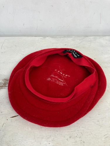 Gorra plana de lana roja vintage KANGOL para mujer años 90 talla única hecha en Inglaterra - Imagen 8 de 9