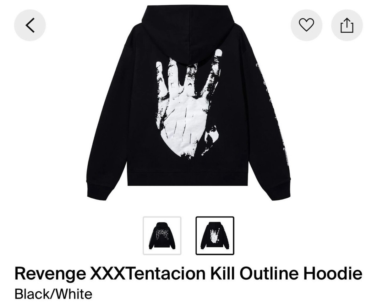 Revenge Kill Hoodie Size Large Black White XXXTentacion 2024 Revenge Kill Hoodie Size Large Black White XXXTentacion 2024