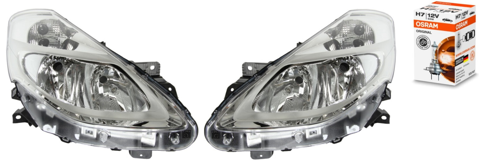 Phare avant gauche et droit electrique Clio 3 annee 2009 2010 2011 avec ampoule halogene h7