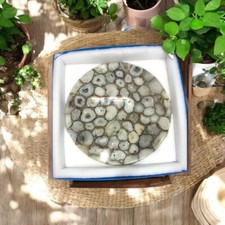 Elegant Round Agate Coffee Table Top Natural Gemstone Luxury Kitchen Balcony