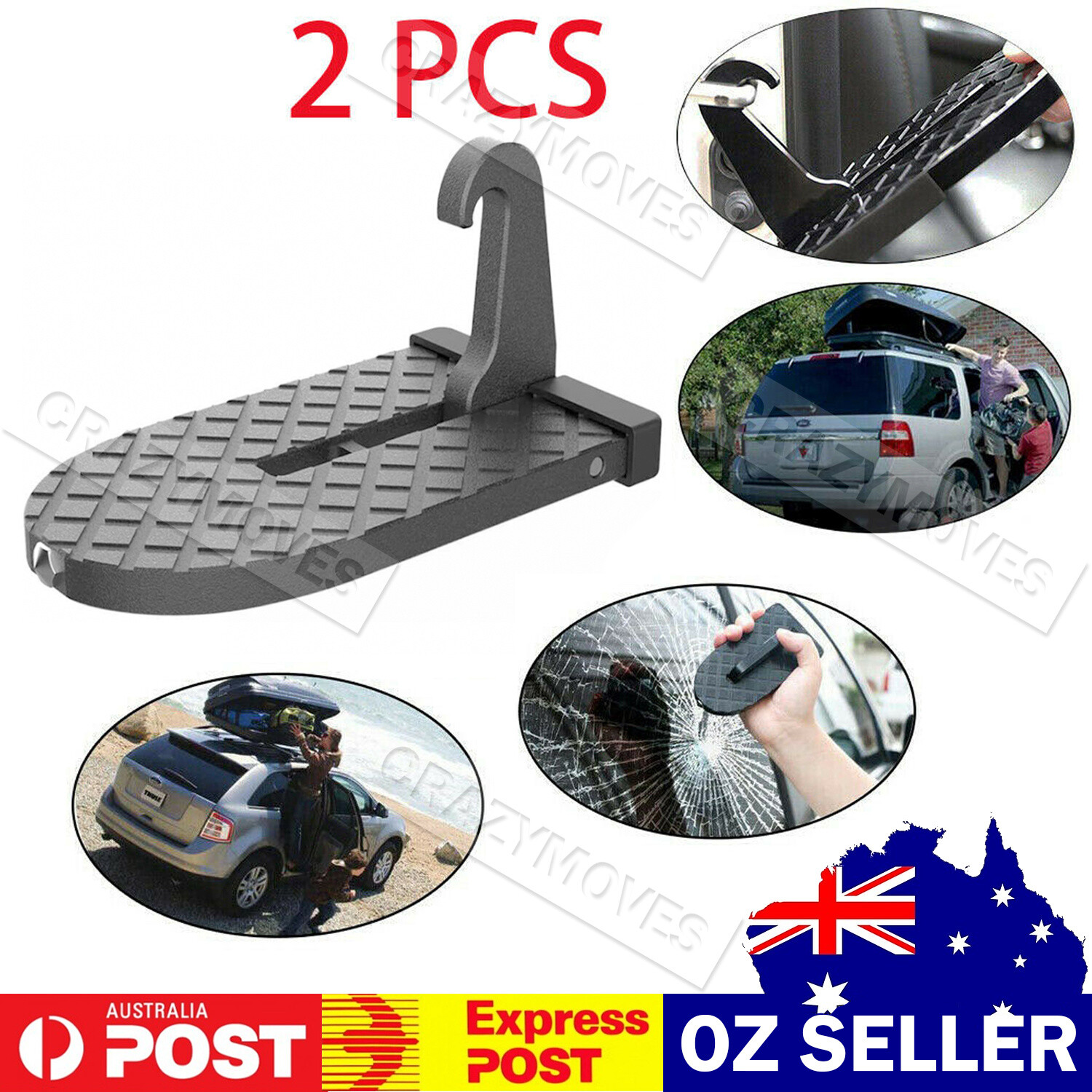 2X Vehicle Access Roof Of Car SUV Door Step Rooftop Doorstep Latch Hook VIC