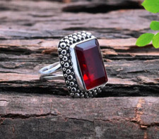 Red Garnet Gemstone 925 Sterling Silver Ring Handmade Jewelry Ring For Gift