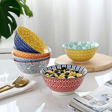 Porcelain 20oz Cereal Bowl Set - Set of 6, 6 inch Soup Bowls, Ceramic bowls