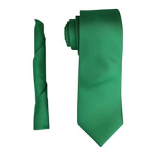 Mens Solid Color Neck Tie  Hanky Pocket Square Set Slim/Medium 2.75 In 7cm AZAR