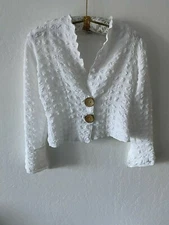 Courtney Washington Womens Small White Pucker Tank Top Blazer USA 2 Piece Set