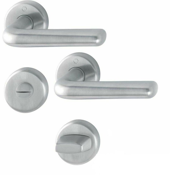 Hoppe TüRdrüCker Helsingborg Rosette Wc Edelstahl Matt F69 TüRgriff TüRbeschlag-image