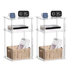 Acrylic Side Tables for Small Spaces, 14" L x 11.5" W x 23.2" H, Small Nights...