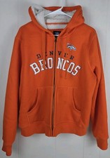 NFL Team Apparel Womens Denver Broncos Hoodie Size L Orange Full Zip Pockets