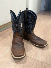 Ariat Kids Western Leather Pull On Boots Brown/Black Square Toe US 1 EU 32