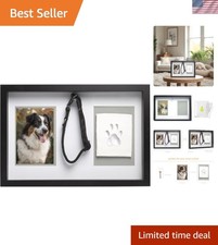 Pawprints Collar Frame, Pet Keepsake Photo Frame, Clay Pawprint and Collar Fr...
