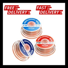 3Pcs Solder Wick Braid Kit with Flux, Low Residue Desoldering Wire 10ft Each