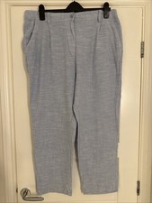 Next Women's Light Blue Linen Blend Trousers Size 18 Petite