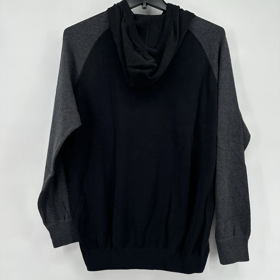 Suéter con Capucha Lacoste 100% Algodón Negro Gris Para Hombre Talla 6 Grande NUEVO Foto 3 de 4