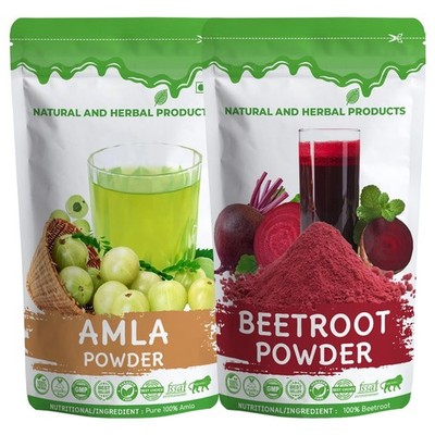 Herbal Indian Gooseberry Amla Powder & Beet Root Powder Combo Pack Edible