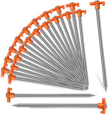 20 Pack Tent Stakes - 9.75 Inch Galvanized Non-Rust Ground Stakes Heavy Duty Can