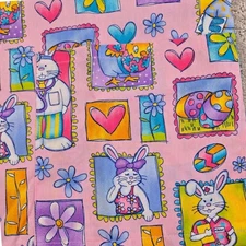 SB Fashion Scrubs Easter Bunny Print Scrub Top Nurse Pink Women Size Medium