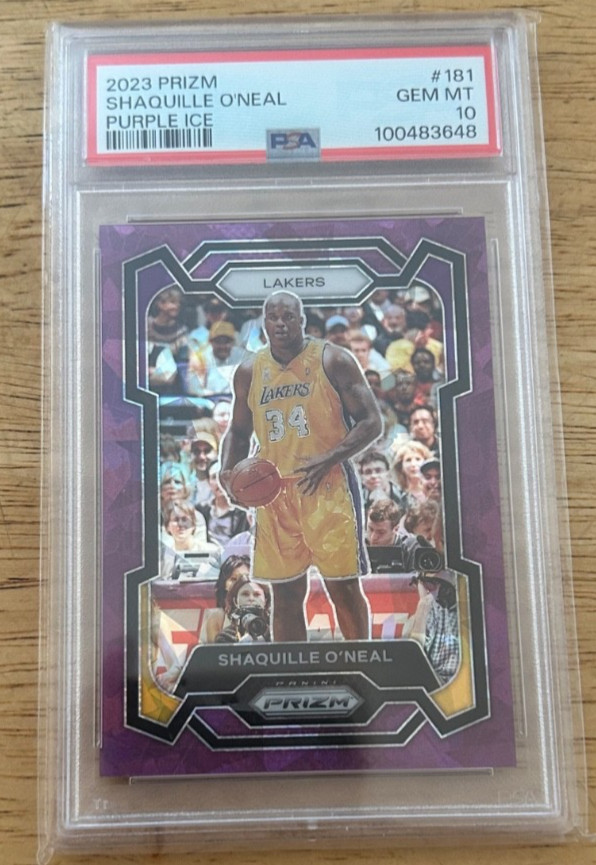 2023 Panini Prizm Purple Ice # 181 Shaquille O'Neal 008/149 PSA 10 POP 8