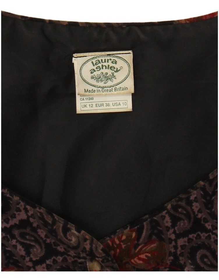 Vestido LAURA ASHLEY Mujer Terciopelo Línea A Reino Unido 12 Mediano Multicolor Floral CA04 Foto 3 de 3