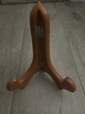(5) Ancien support plaque chevalet présentoir en bois pliable 8" charnières laiton