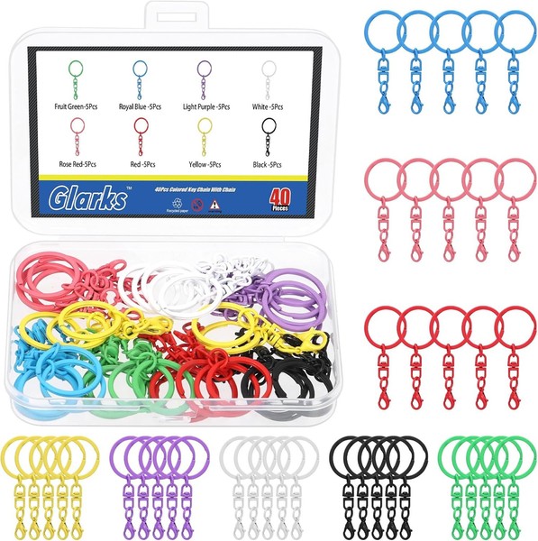 SchlüSselanhäNger Set 40 StüCk Mit Kette, Karabinerhaken, SchlüSselringen,-image