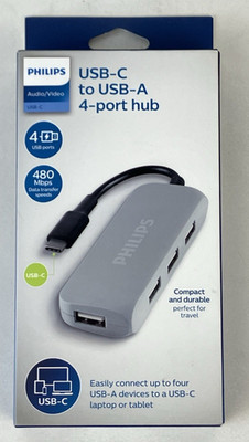 Philips Adapater Audio/Video USB-C to USB-A 4-Port Hub  - Gray