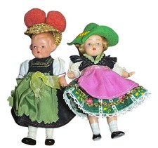 Vintage Austrian German Celluloid Doll Pair Folk Attire 4