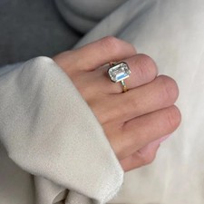 Lab-Created 3.60 Ct Emerald Cut VVS1 Diamond Wedding Ring 14K Yellow Gold Finish