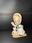 Vtg UCAGCO Ceramic Christmas Girl Ski Dog Japan — photo 1