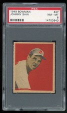 1949 Bowman Johnny Sain #47 PSA 8 NM-MT Wow! Rare Low POP!