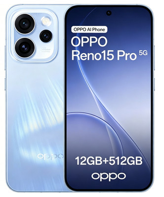 Unlocked OPPO Reno15 Pro 5G Smartphone, 12+512GB, 200MP 6.32'' 120Hz Aurora Blue