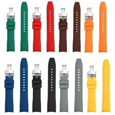 Fashion Curved End Silicone Rubber Watch Strap Band 18 19 20 21 22mm Watchband