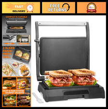 Mini Plancha Eléctrica Prensa Panini, Sandwichera Antiadherente para Panqueques y Huevos