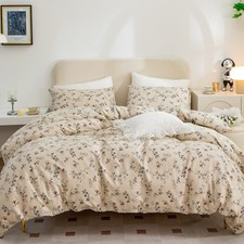 King Size Floral Duvet Cover, 100 Brushed Microfiber 3-Piece Bedding Set, Vi...