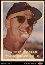 1957 Topps #29 Whitey Herzog Senators RC HOF 6 - EX/MT
