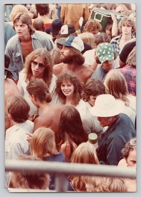 Found Photo Crowd Scene 1970s Festival Hippie Style Snapshot People